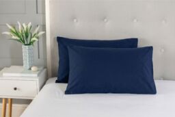 Snug City Polycotton Plain Dyed Housewife Pillowcase Pair in Navy - thumbnail 2