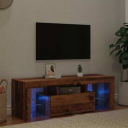 Berkfield Home TV Cabinet with LED Lights Old Wood 120x36.5x40 cm Engineered Wood in Brown - thumbnail 3