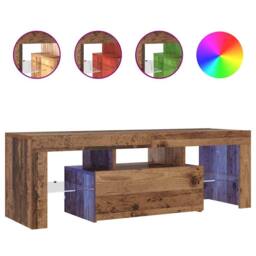 Berkfield Home TV Cabinet with LED Lights Old Wood 120x36.5x40 cm Engineered Wood in Brown - thumbnail 1