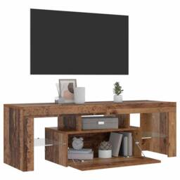 Berkfield Home TV Cabinet with LED Lights Old Wood 120x36.5x40 cm Engineered Wood in Brown - thumbnail 4