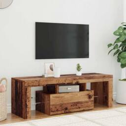 Berkfield Home TV Cabinet with LED Lights Old Wood 120x36.5x40 cm Engineered Wood in Brown - thumbnail 2