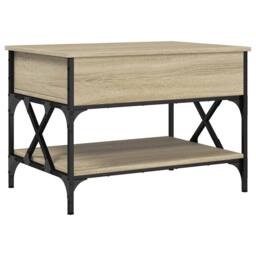 Berkfield Home Coffee Table Sonoma Oak 70x50x50 cm Engineered Wood & Metal in Light Brown - Size: 70 x 50 x 50 cm - thumbnail 7