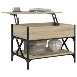Berkfield Home Coffee Table Sonoma Oak 70x50x50 cm Engineered Wood & Metal in Light Brown - Size: 70 x 50 x 50 cm - thumbnail 4