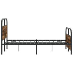 Berkfield Home Metal Bed Frame without Mattress Smoked Oak 140x200 cm in Brown - thumbnail 6