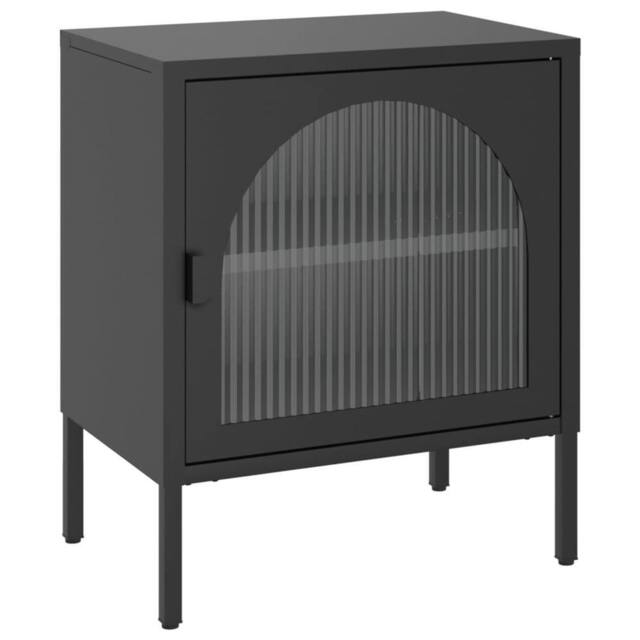 Berkfield Home Nightstand Black 50x35x60 cm Glass & Steel - Size: 50 x 35 x 60 cm - image 1
