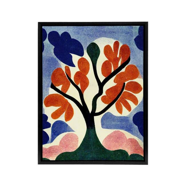 "Artery8 Abstract Autumn Tree Framed Canvas Wall Art Print - Size: W12"" x H16""" - image 1