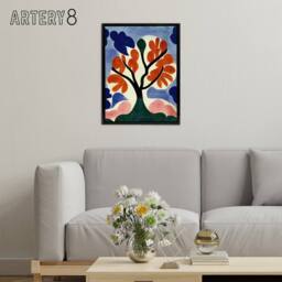 "Artery8 Abstract Autumn Tree Framed Canvas Wall Art Print - Size: W12"" x H16""" - thumbnail 3