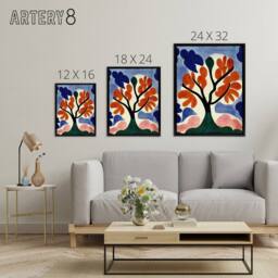 "Artery8 Abstract Autumn Tree Framed Canvas Wall Art Print - Size: W12"" x H16""" - thumbnail 4