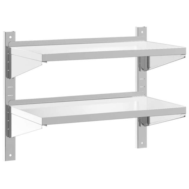 Berkfield Home 2-Tier Wall Shelf 75x40x60 cm Silver Stainless Steel - Size: 75 x 40 x 60 cm - image 1