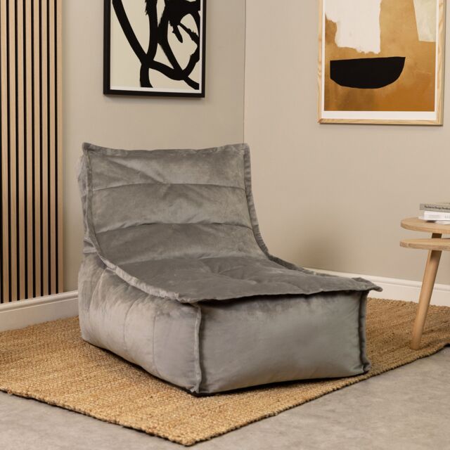 icon Dolce Lounger Bean Bag Ochre Yellow Velvet Bean Bag Chair in Charcoal - image 1