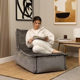 icon Dolce Lounger Bean Bag Ochre Yellow Velvet Bean Bag Chair in Charcoal - thumbnail 2