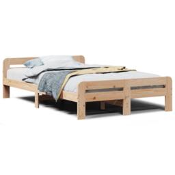 Berkfield Home Bed Frame without Mattress 120x190 cm Small Double Solid Wood Pine in Light Tan - thumbnail 1