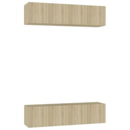 Berkfield Home TV Cabinets 4 pcs Sonoma Oak 60x30x30 cm Engineered Wood in Brown - Size: 60 x 30 x 30 cm - thumbnail 2
