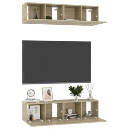 Berkfield Home TV Cabinets 4 pcs Sonoma Oak 60x30x30 cm Engineered Wood in Brown - Size: 60 x 30 x 30 cm - thumbnail 3