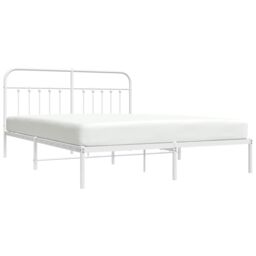 Berkfield Home Metal Bed Frame with Headboard White 160x200 cm - thumbnail 3