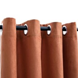 Berkfield Home Blackout Curtains with Metal Rings 2 pcs Rust 140x225 cm in Taupe - thumbnail 3