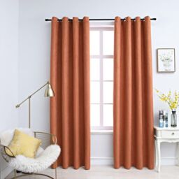 Berkfield Home Blackout Curtains with Metal Rings 2 pcs Rust 140x225 cm in Taupe