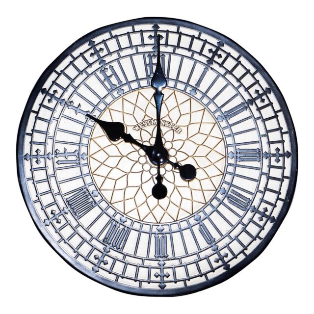 mysmartbuy Big Ben Design Wall Clock - Battery Powered Weather Resistant Indoor Outdoor Round Hand Painted Polyresin Clock - 30cm Diameter - image 1