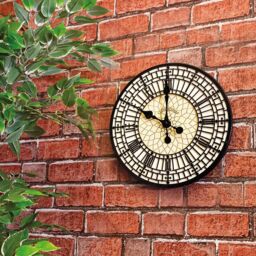 mysmartbuy Big Ben Design Wall Clock - Battery Powered Weather Resistant Indoor Outdoor Round Hand Painted Polyresin Clock - 30cm Diameter - thumbnail 2