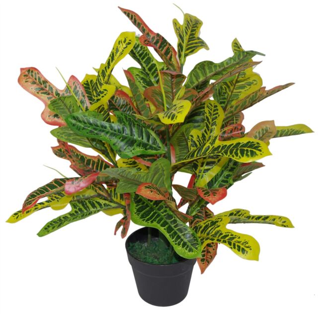 Leaf 65cm Artificial Codiaeum Multicoloured Bright House Plant in Orange - image 1
