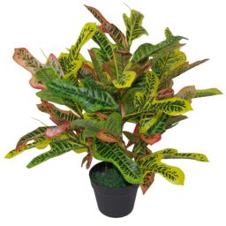 Leaf 65cm Artificial Codiaeum Multicoloured Bright House Plant in Orange - thumbnail 1