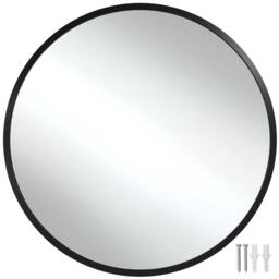 tectake Round Mirror Fiona - Aluminium Frame, Wall Mounted, Minimalist Design in Black - Size: 60 cm x 60 cm - thumbnail 1