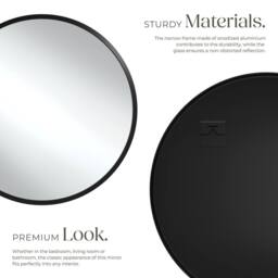 tectake Round Mirror Fiona - Aluminium Frame, Wall Mounted, Minimalist Design in Black - Size: 60 cm x 60 cm - thumbnail 3