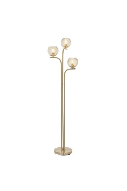 Netlighting Dimple Complete Floor Lamp Satin Brass Plate Champagne Lustre Glass in Gold - image 1