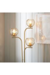 Netlighting Dimple Complete Floor Lamp Satin Brass Plate Champagne Lustre Glass in Gold - thumbnail 4