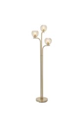Netlighting Dimple Complete Floor Lamp Satin Brass Plate Champagne Lustre Glass in Gold - thumbnail 1