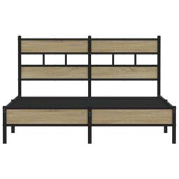 Berkfield Home Elegant Bed Frame without Mattress Sonoma Oak 160x200 cm Engineer in Light Tan - thumbnail 4