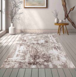 Desire Rugs Serenity Modern Abstract Acrylic Area Rug - Contemporary Style for Living Room, Bedroom or Hallway in Stone - Size: 60 cm x 220 cm