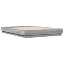 Berkfield Home Bed Frame with LED without Mattress Grey Sonoma 150x200 cm King Size - thumbnail 3