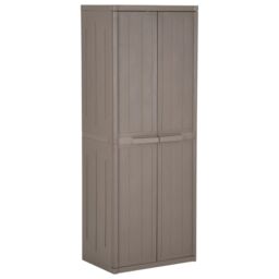 Berkfield Home Garden Storage Cabinet Brown 65x45x172 cm PP Wood Look - Size: 65 x 45 x 172 cm - thumbnail 1