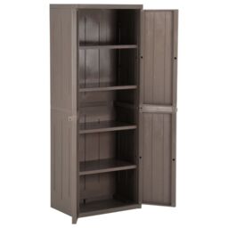 Berkfield Home Garden Storage Cabinet Brown 65x45x172 cm PP Wood Look - Size: 65 x 45 x 172 cm - thumbnail 5
