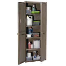 Berkfield Home Garden Storage Cabinet Brown 65x45x172 cm PP Wood Look - Size: 65 x 45 x 172 cm - thumbnail 3