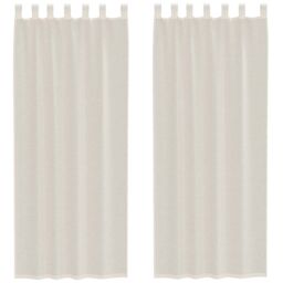 Berkfield Home Voile Curtains with Tab Top 2 pcs Cream - thumbnail 2