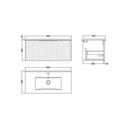 Balterley Tixall 1 Drawer Vanity Unit with Minimalist Basin, Satin Grey, 800mm in Grey - thumbnail 3