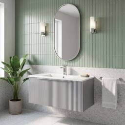Balterley Tixall 1 Drawer Vanity Unit with Minimalist Basin, Satin Grey, 800mm in Grey - thumbnail 4