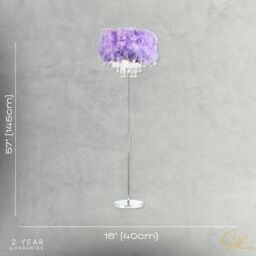 Happy Homewares Modern Chandelier Feather Floor Lamp with Waterfall Acrylic Droplets in Lilac - thumbnail 5