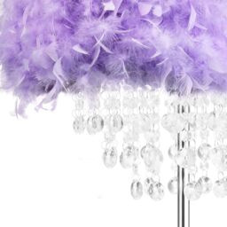 Happy Homewares Modern Chandelier Feather Floor Lamp with Waterfall Acrylic Droplets in Lilac - thumbnail 3