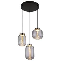 Netlighting Fluoro Cluster Pendant Ceiling Light Matt Black 3x LED 3000K - thumbnail 1