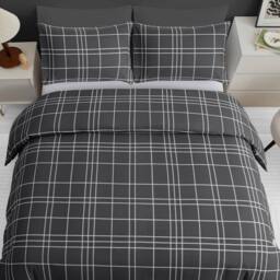 Grace Premium 4 Pack Super Soft Duvet Cover Set with Fitted Sheet in Charcoal - Size: Super King - thumbnail 4