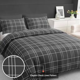 Grace Premium 4 Pack Super Soft Duvet Cover Set with Fitted Sheet in Charcoal - Size: Super King - thumbnail 5