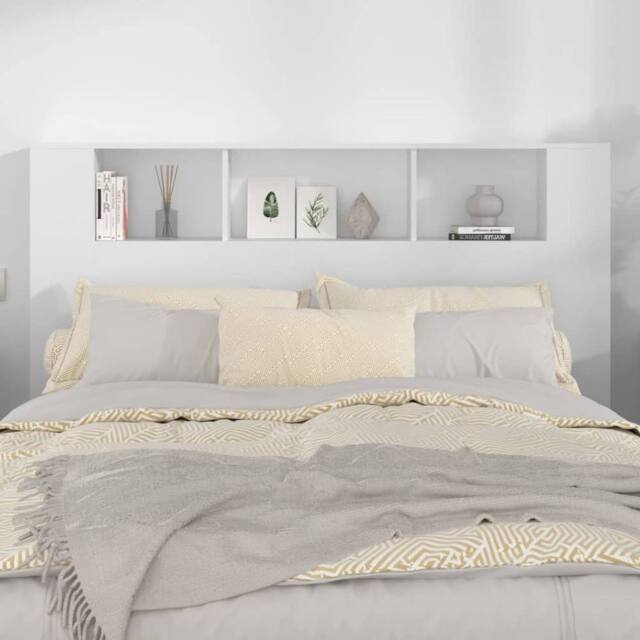Berkfield Home Headboard Cabinet White 160x18.5x104.5 cm - image 1