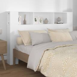 Berkfield Home Headboard Cabinet White 160x18.5x104.5 cm - thumbnail 2