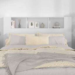Berkfield Home Headboard Cabinet White 160x18.5x104.5 cm - thumbnail 1