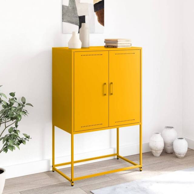 Berkfield Home Highboard Mustard Yellow 68.5x38.5x107 cm Steel - image 1