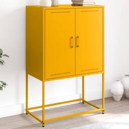 Berkfield Home Highboard Mustard Yellow 68.5x38.5x107 cm Steel - thumbnail 2