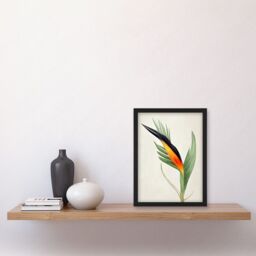 Artery8 Tropical Bird of Paradise Flower Gold Black Illustration Artwork Framed Wall Art Print A4 - thumbnail 2